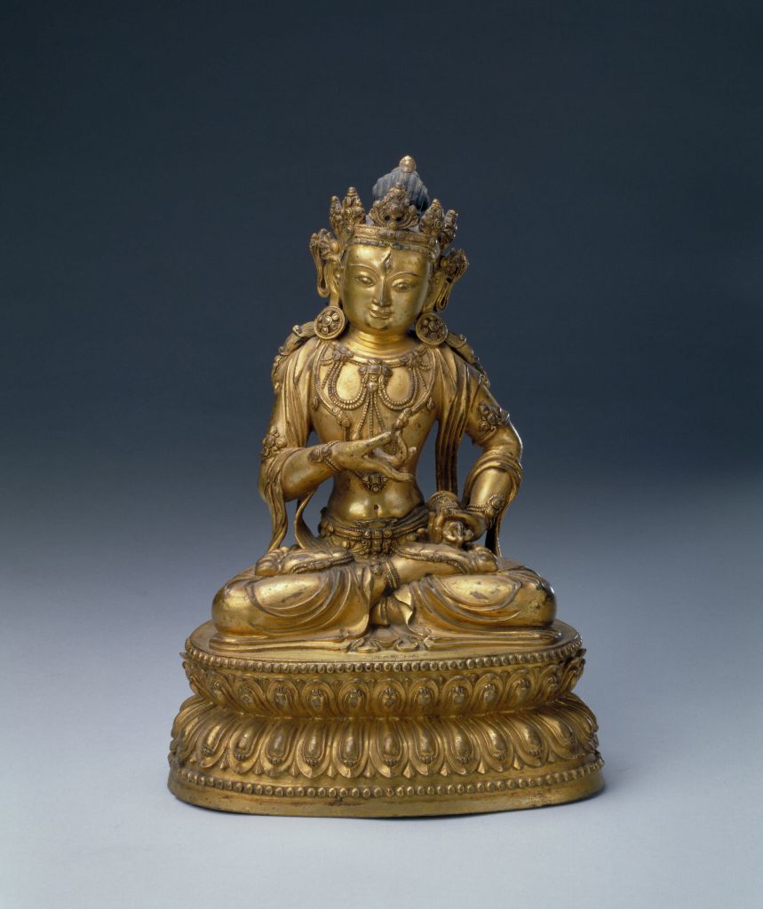 图片[1]-Bronze gilded statue of Vajrasattva-China Archive